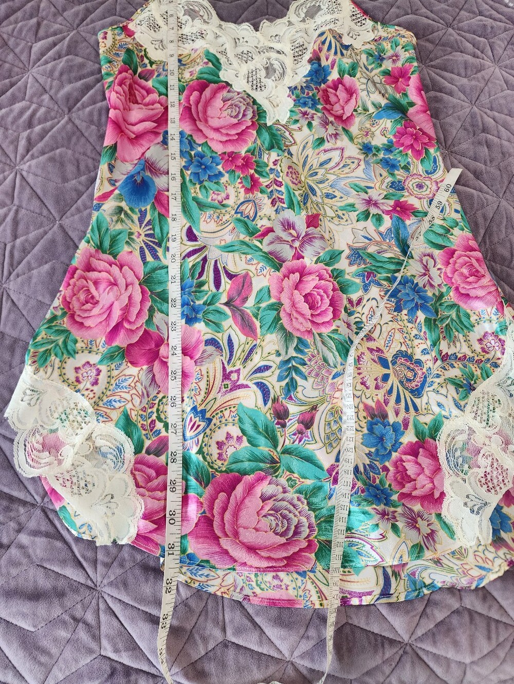 Vintage Victoria’s Secret Gold Label Floral Lace Satin Slip Dress Pink Medium - Picture 12 of 15